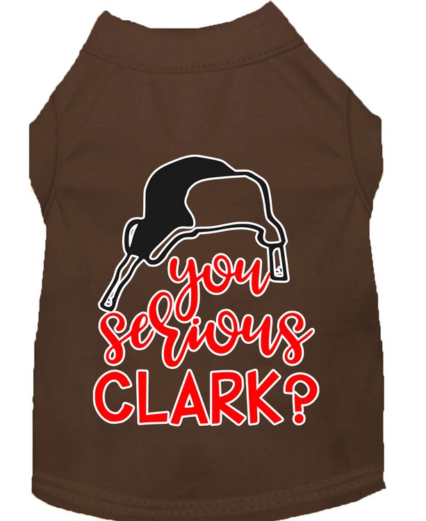 You Serious Clark? Screen Print Dog Shirt Brown XXL